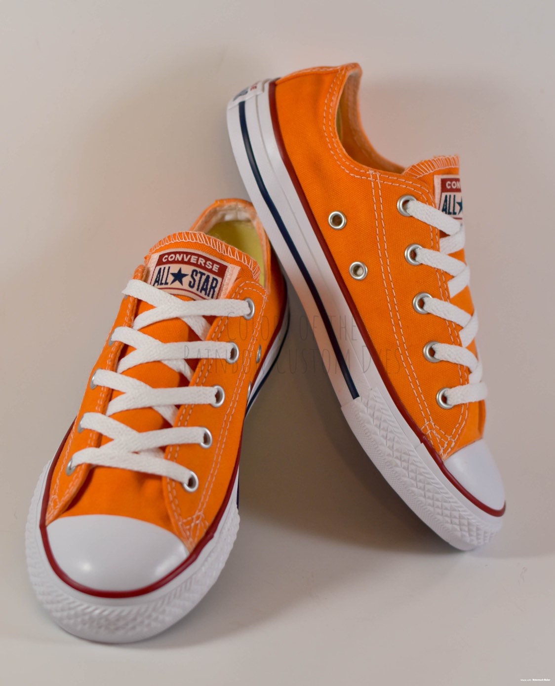 Hæl Høj eksponering slack Custom Dyed Solid Bright Orange Converse All Star Low Top - Etsy