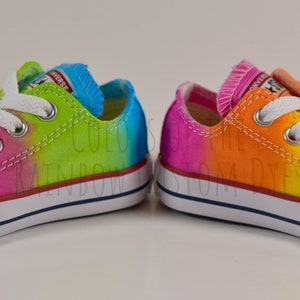 Custom Dyed Neon Rainbow Converse All Star Low Top Shoes