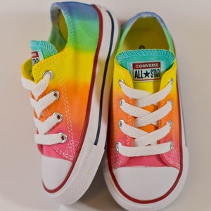 Custom Dyed Primary Rainbow Converse All Star Low Top Shoes