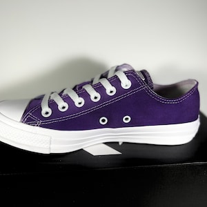 Custom Dyed Deep Purple Converse Monochrome All Star Low Top Shoes
