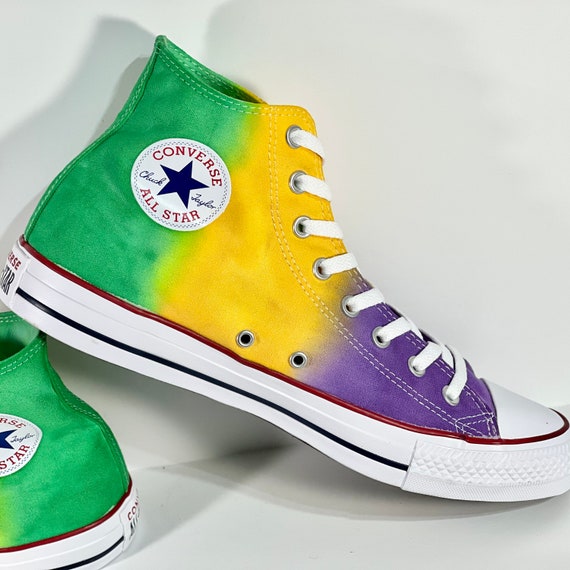 Custom Dyed Mardi Gras Purple Gold and Green Converse All - Etsy