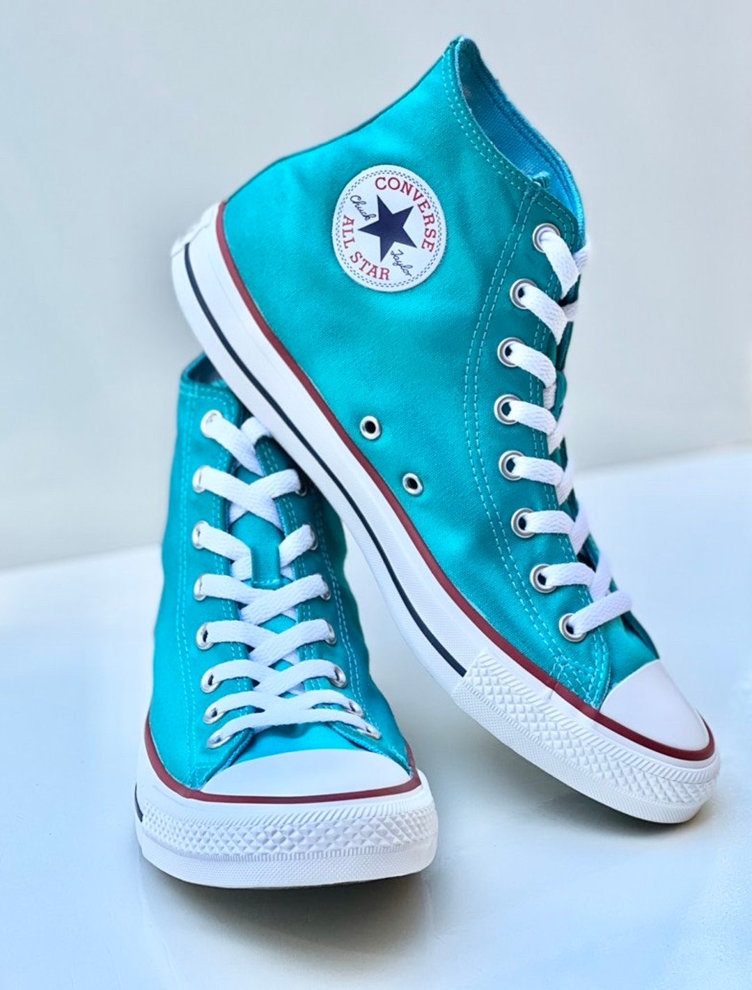 Custom Dyed Teal Converse All Star High Tops Shoes - Etsy