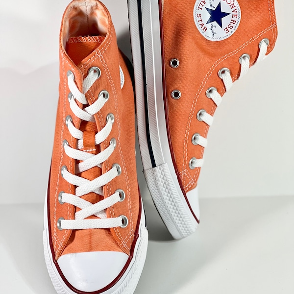 Custom Dyed Solid Orange Converse All Star High Tops Shoes