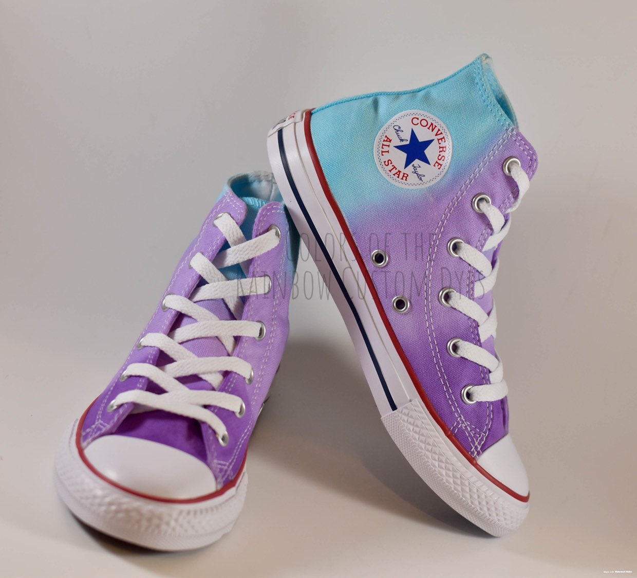 Custom Dyed Purple Lavender and Light Blue Converse All Star - Etsy
