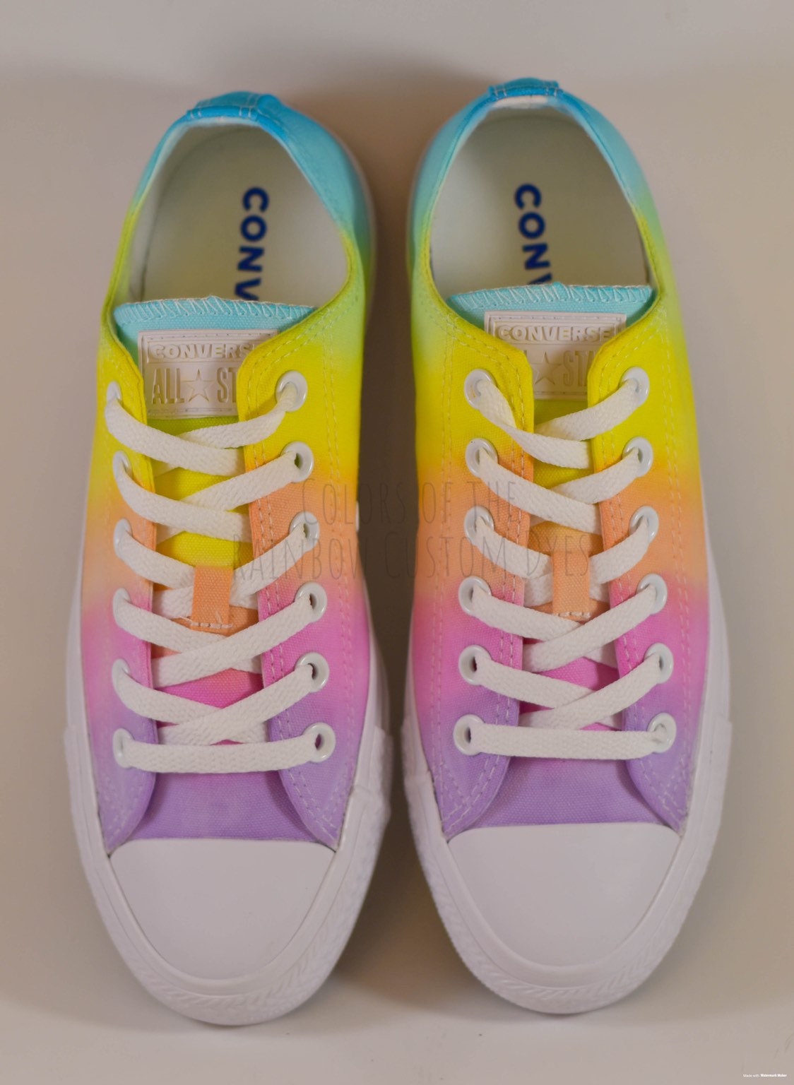 Custom Dyed Pastel Rainbow Converse Monochrome All Star Low Etsy