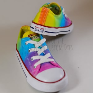 Custom Dyed Neon Rainbow Converse All Star Low Top Shoes