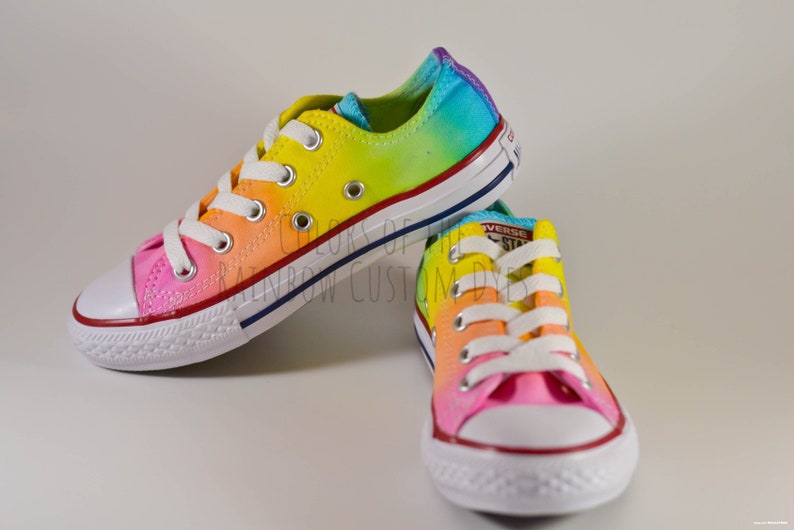 Custom Dyed Neon Rainbow Converse All Star Low Top Shoes - Etsy