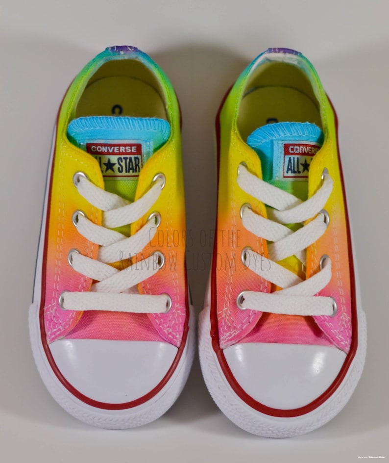 Custom Dyed Neon Rainbow Converse All Star Low Top Shoes | Etsy