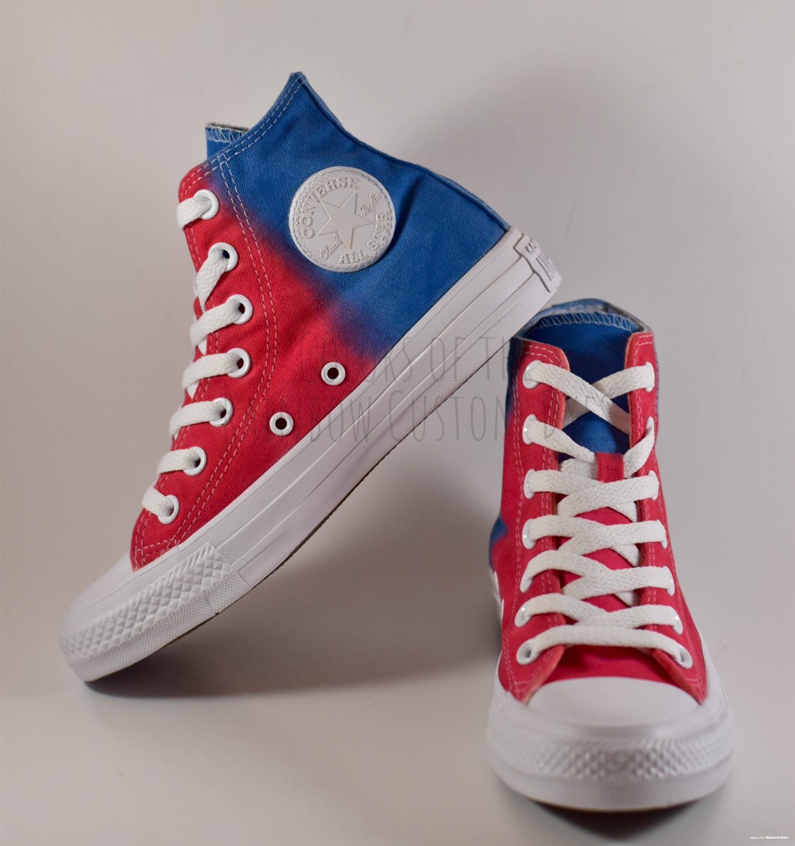 Custom Dyed Red White and Blue Converse All Star Monochrome - Etsy