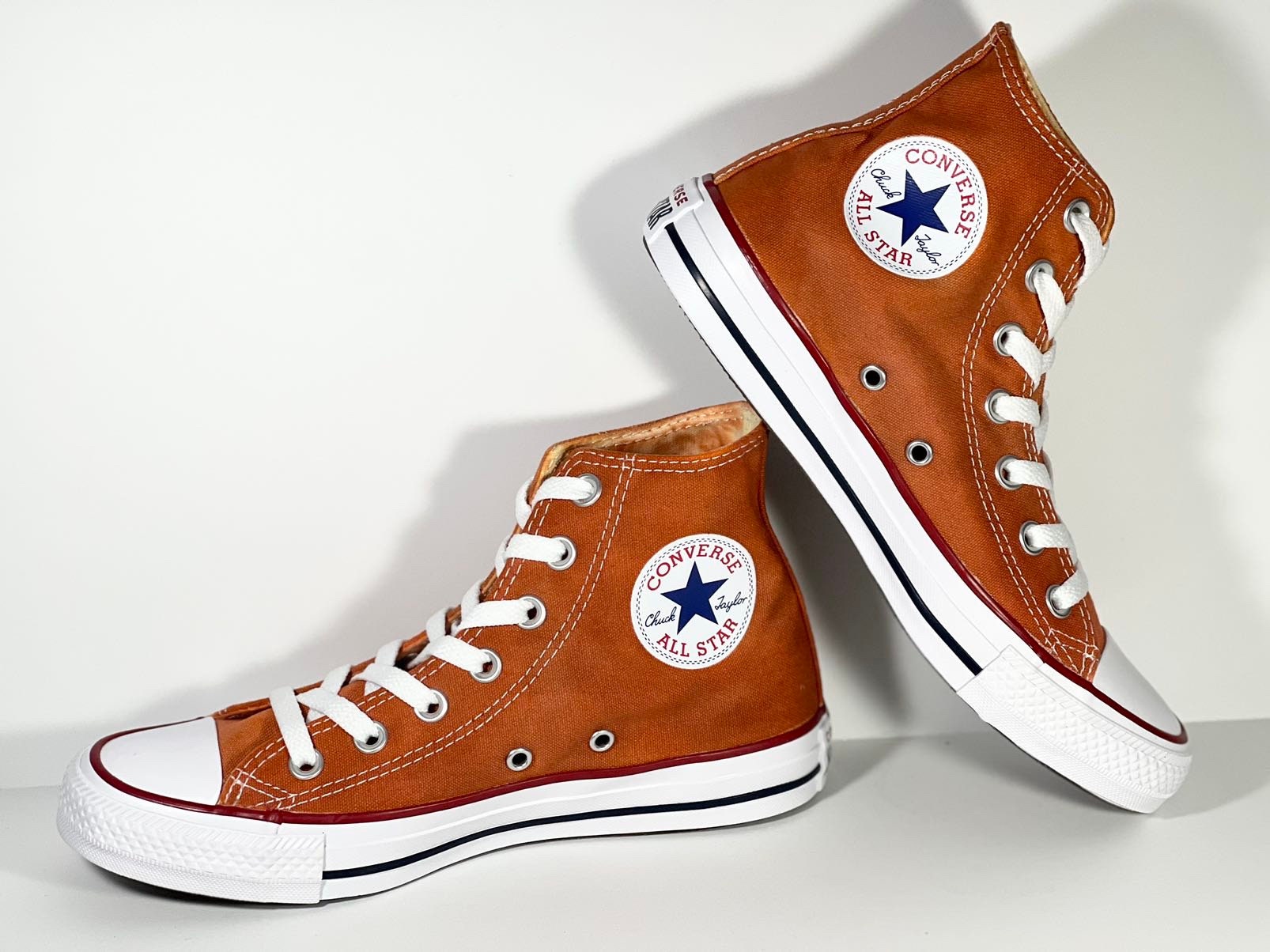 Exclusión hidrógeno Unidad Custom Dyed Burnt Orange Converse All Star High Top Shoes - Etsy