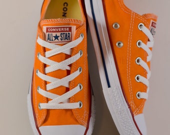 Custom Dyed Solid Bright Orange Converse All Star Low Top Shoes