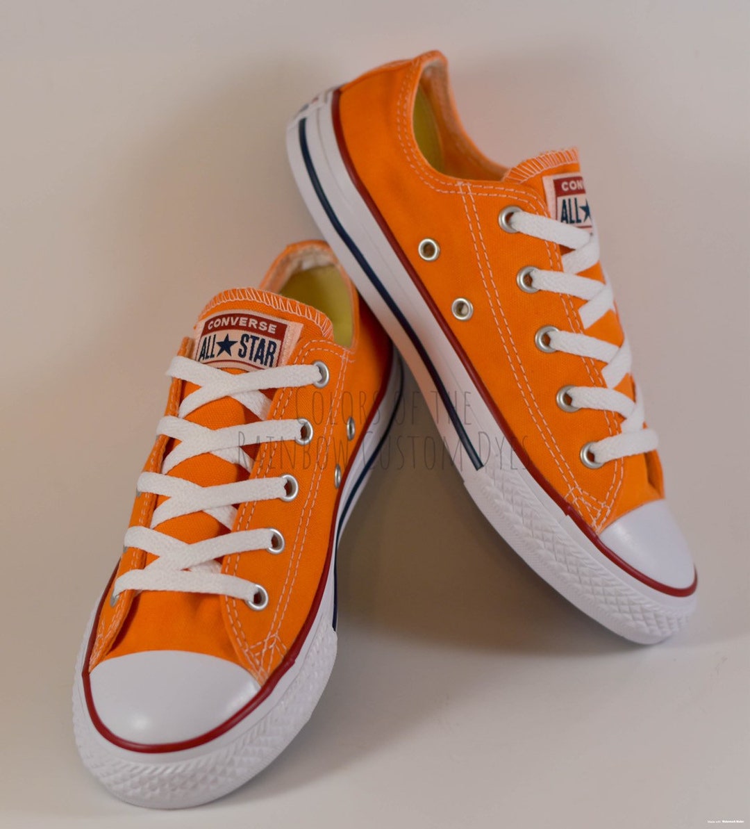 Hæl Høj eksponering slack Custom Dyed Solid Bright Orange Converse All Star Low Top - Etsy