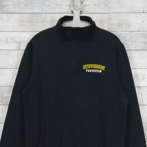 STEVENSON University Faspitch Sweatshirt STEVENSON University Softball Streetwear Vintage Half Zip Embroidery Logo Black Size Medium
