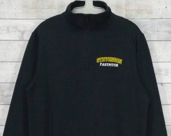 STEVENSON UNIVERSITÄT Faspitch Sweatshirt STEVENSON UNIVERSITÄT Softball Streetwear Vintage Half-Zip Stickerei Logo Schwarz Größe Medium