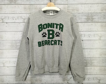 Bonita Bearcat Sweatshirt, Vintage Crewneck High School Sweater