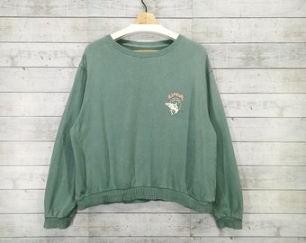 Ripcurl Surf Gear Sweatshirt, Vintage Casual Lite weight Sweater, Green Jumper Size L