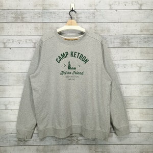 Camp Ketron Crewneck Sweatshirt, Vintage Y2K Ketron Island Sweater, Grey Jumper Size 2XL