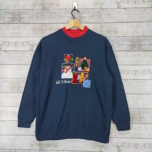 Bluza z okrągłym dekoltem Bałwanek, zimowy sweter świąteczny w stylu vintage, granatowy sweter, rozmiar S
