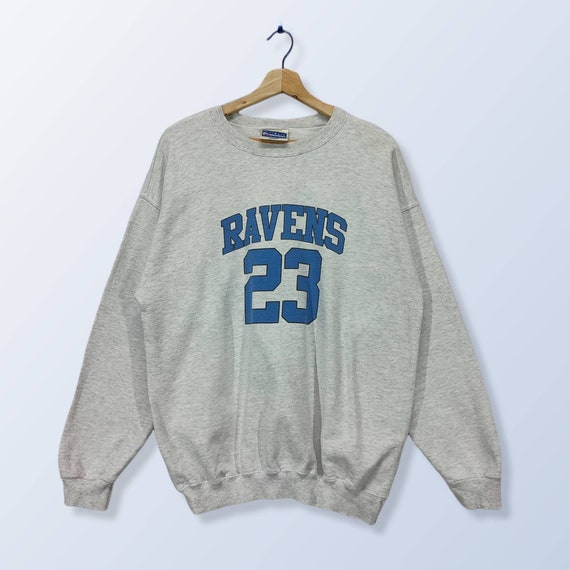 90s RAVENS 23 Football Team Sweatshirt Vintage Hanes Ultimate Cotton Jumper Crewneck Grey Sweater Size M Etsy UK