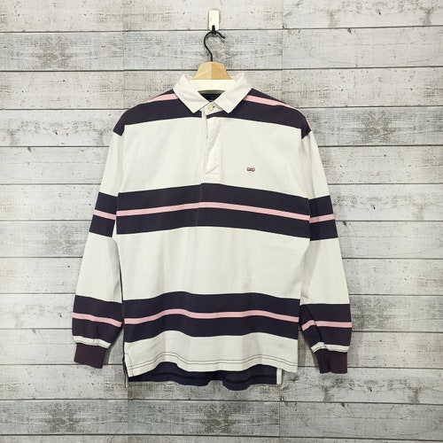 EDEN PARK Polo Rugby Shirt, vintage Polos Top Tee Jumper, Striped Color Shirt Purple White Taille M