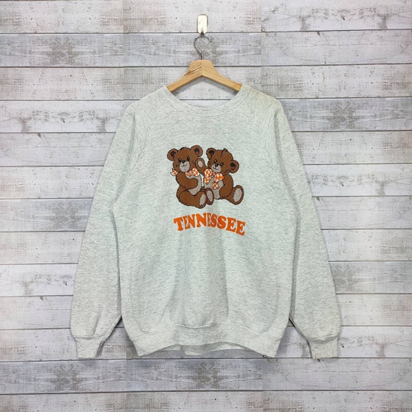 Tennessee Vintage 90's Sweatshirt Tennessee Pullover Crewneck Tennessee Bear Ragland Streetwear Jumper Lite Grey Size Xtra Large