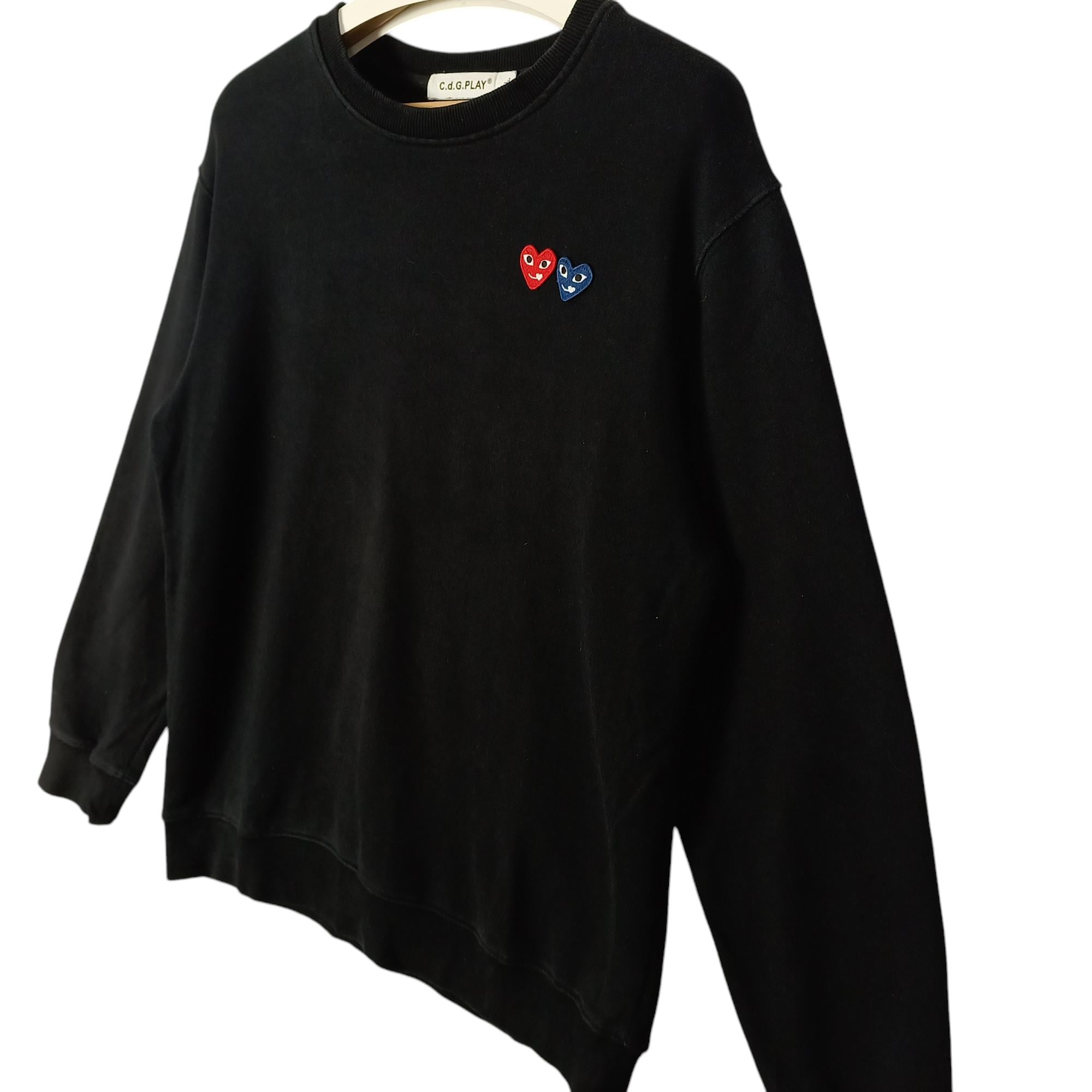 COMME Des GARCONS Play Sweatshirt | Black Crewneck With Heart Eyes