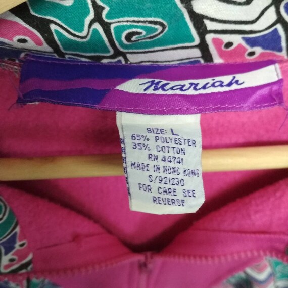 Vintage Pink Sweater By Mariah Colour Blok Sweater Full Zip Abstract Unique Art Vintage Sweater Pink Women Size Large View 5
