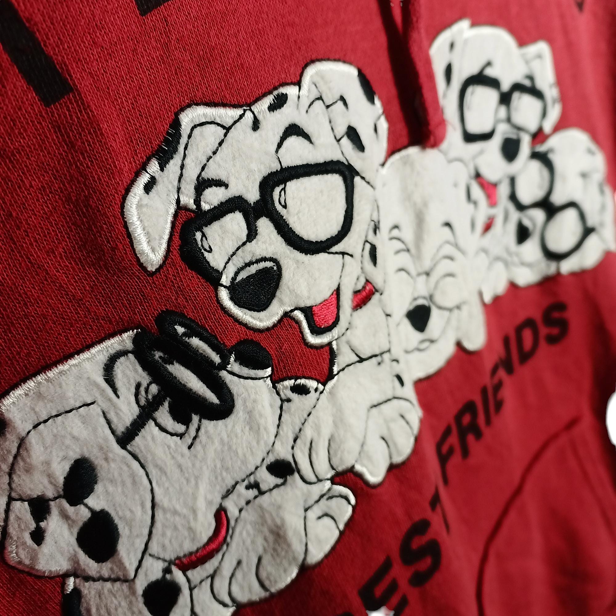 101 Dalmatians Red Hoodie | Vintage Dalmatian Spot Hood | Size M