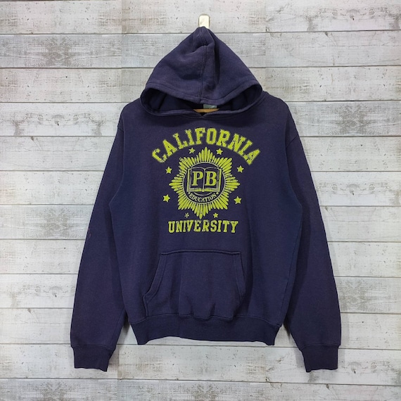 CALIFORNIA UNIVERSITY Hoodie, College Sweatshirt, Vintage Sweater, Purple  Jumper, Unisex, Size L 