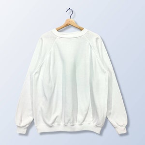 90er Jahre HANES Her Way Raglan Sweatshirt, Leerer weißer Pullover, Vintage Rundhalsausschnitt, Frauen Pullover, Made In USA, Größe XL