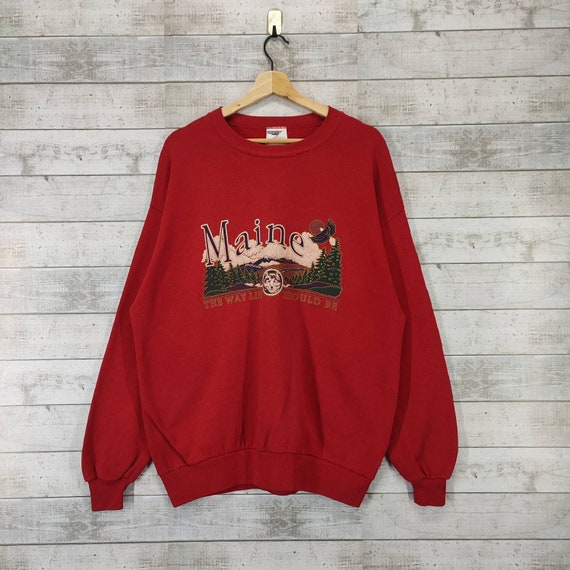 MAINE vintage スウェット Amazon.com: Maine Sweatshirt - Maine ME Pullover - Faded