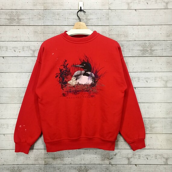 Vintage Northern Reflections Classic Loon Loons on Lake Red Cottage  Essentials Pullover Sweatshirt Adult Size Small issue in Pictures -   Canada