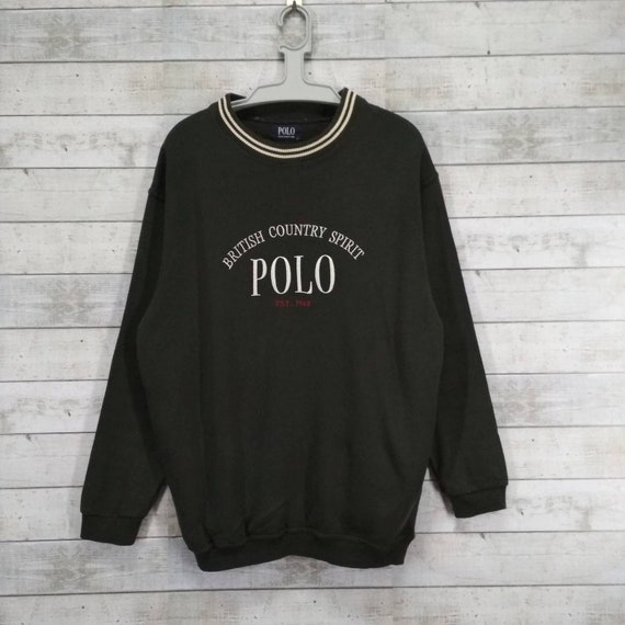 Black polo crew neck sweatshirt discount