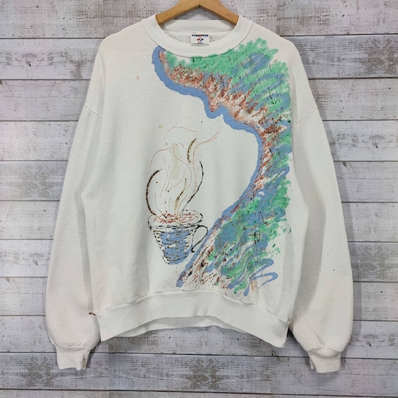 90s Vintage Jerzeez Hand Painting Sweatshirt | Sweater Crewneck 