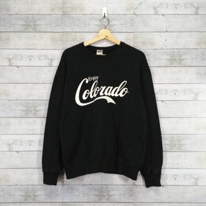 ENJOY  COLORADO Sweatshirt Vintage COLORADO  Spellout Streetwear Crewneck Jumper Pullover Black Size Large