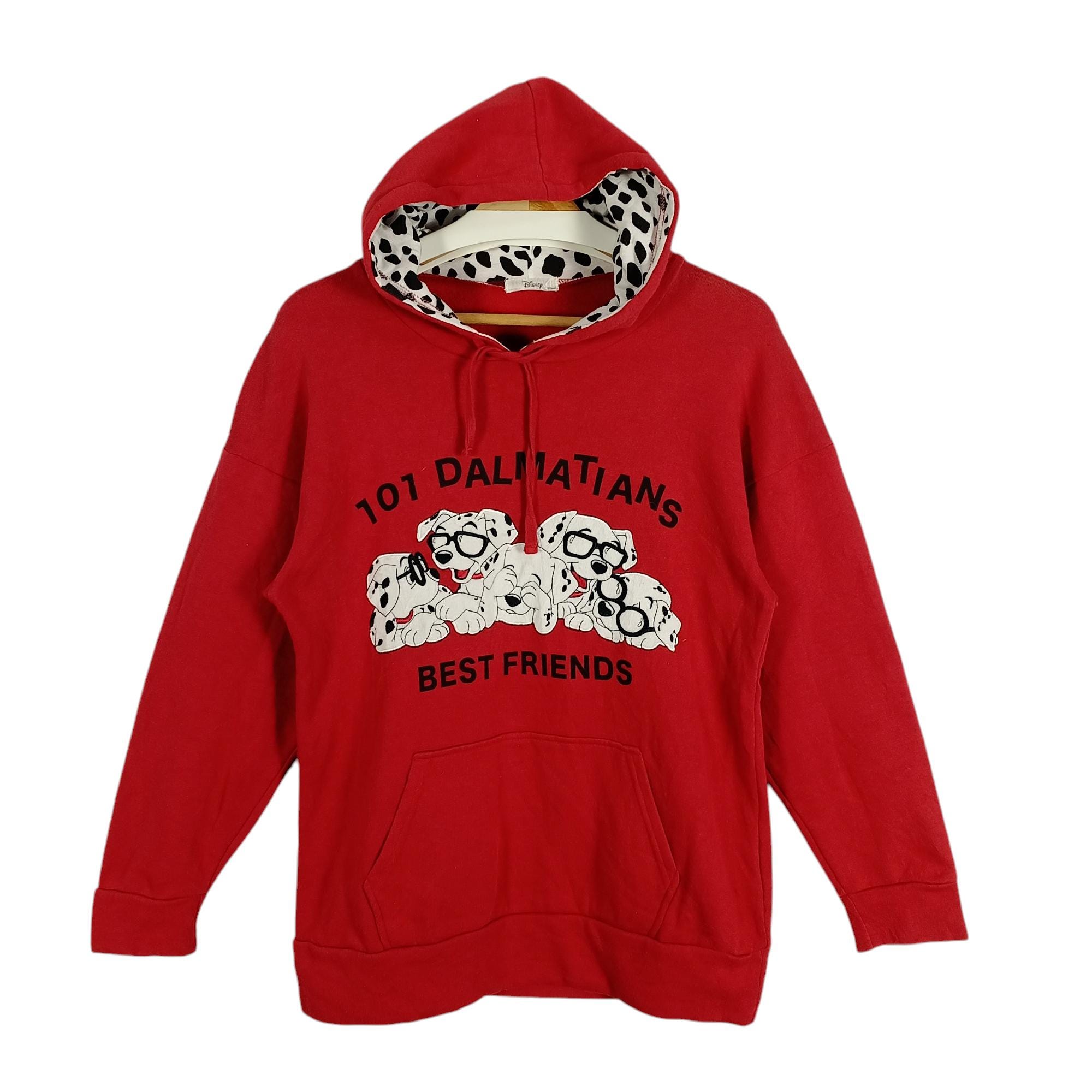 101 Dalmatians Red Hoodie | Vintage Dalmatian Spot Hood | Size M 