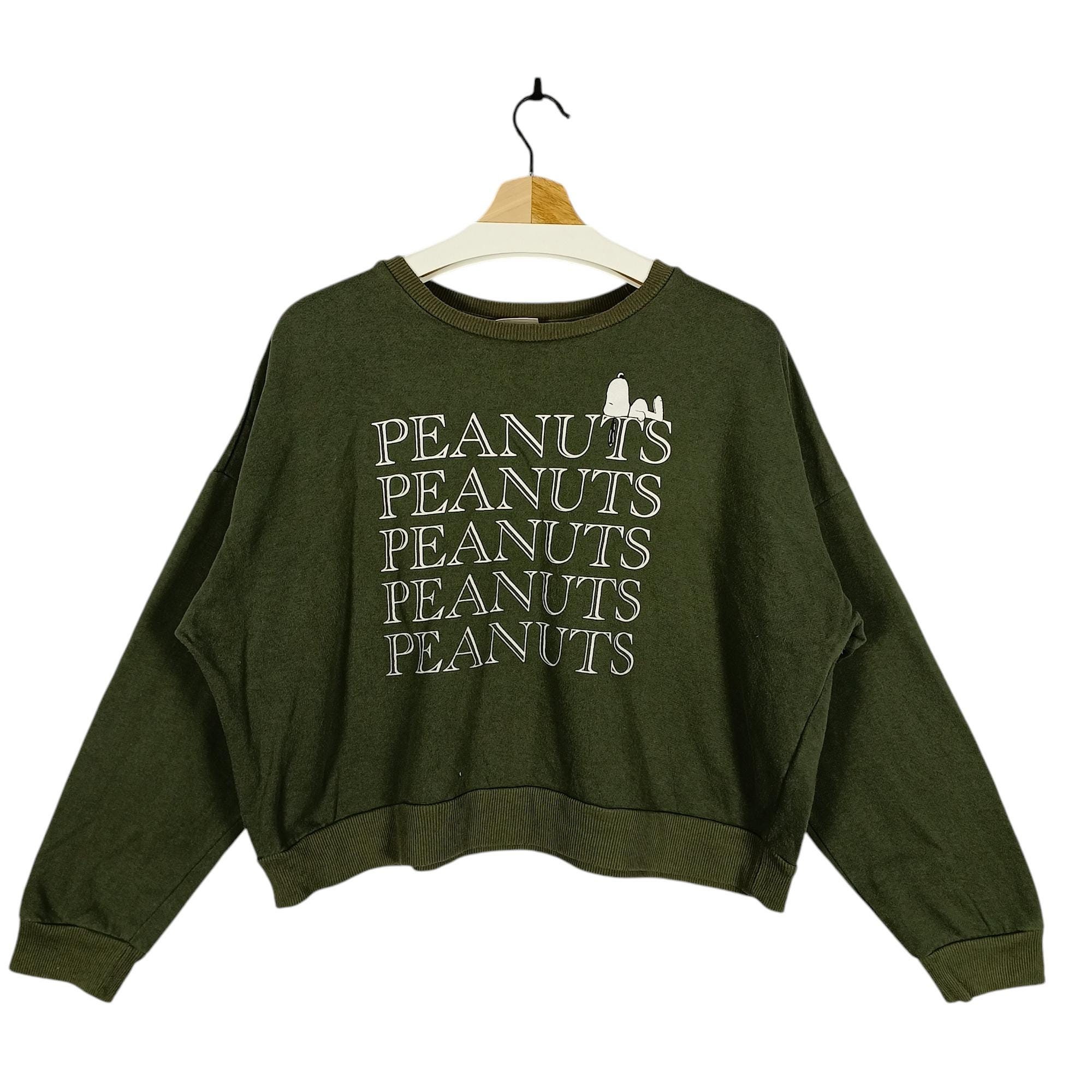 Vintage 90s Snoopy Peanuts Cropped Sweatshirt – Moss Green