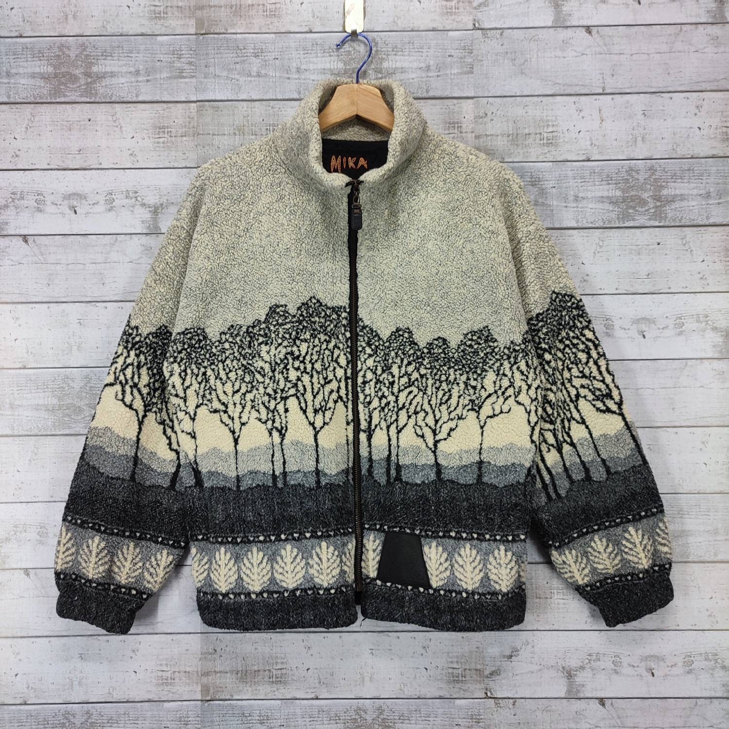 MIKA NEW ZEALAND Fleece Jacket, Trees Mountain, All Over Printed