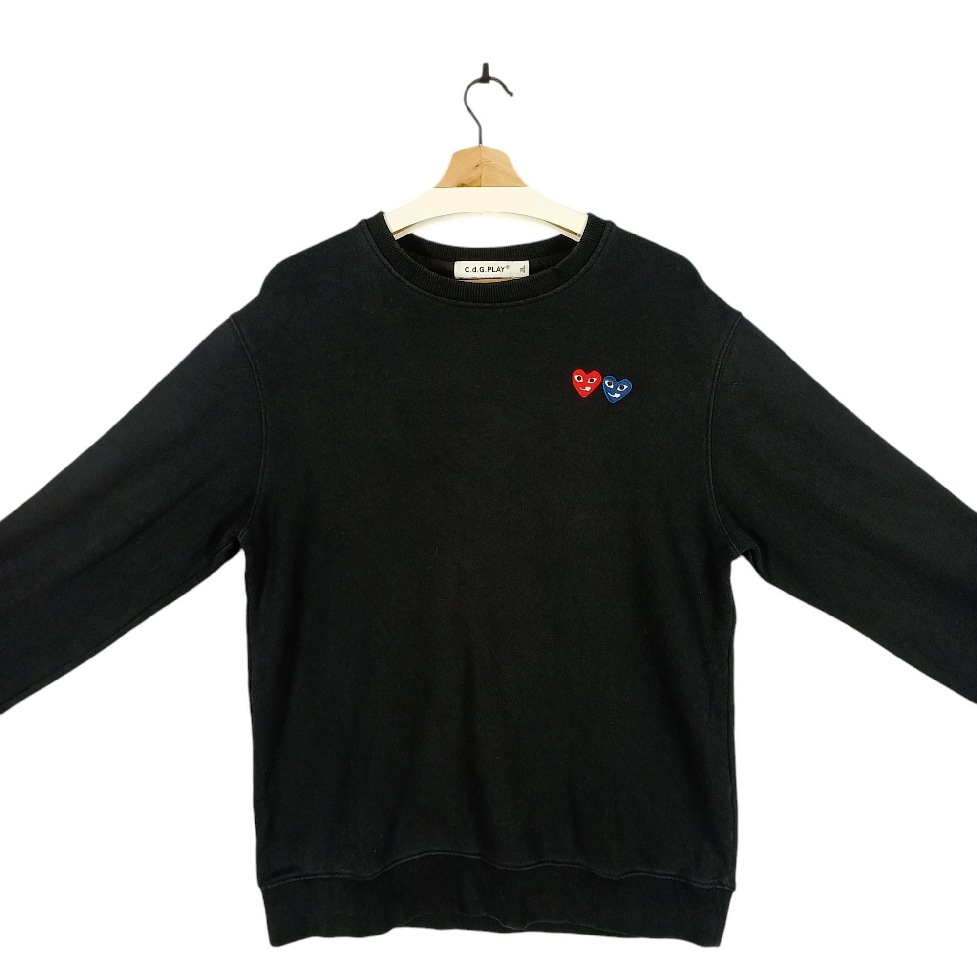 COMME Des GARCONS Play Sweatshirt | Black Crewneck With Heart Eyes