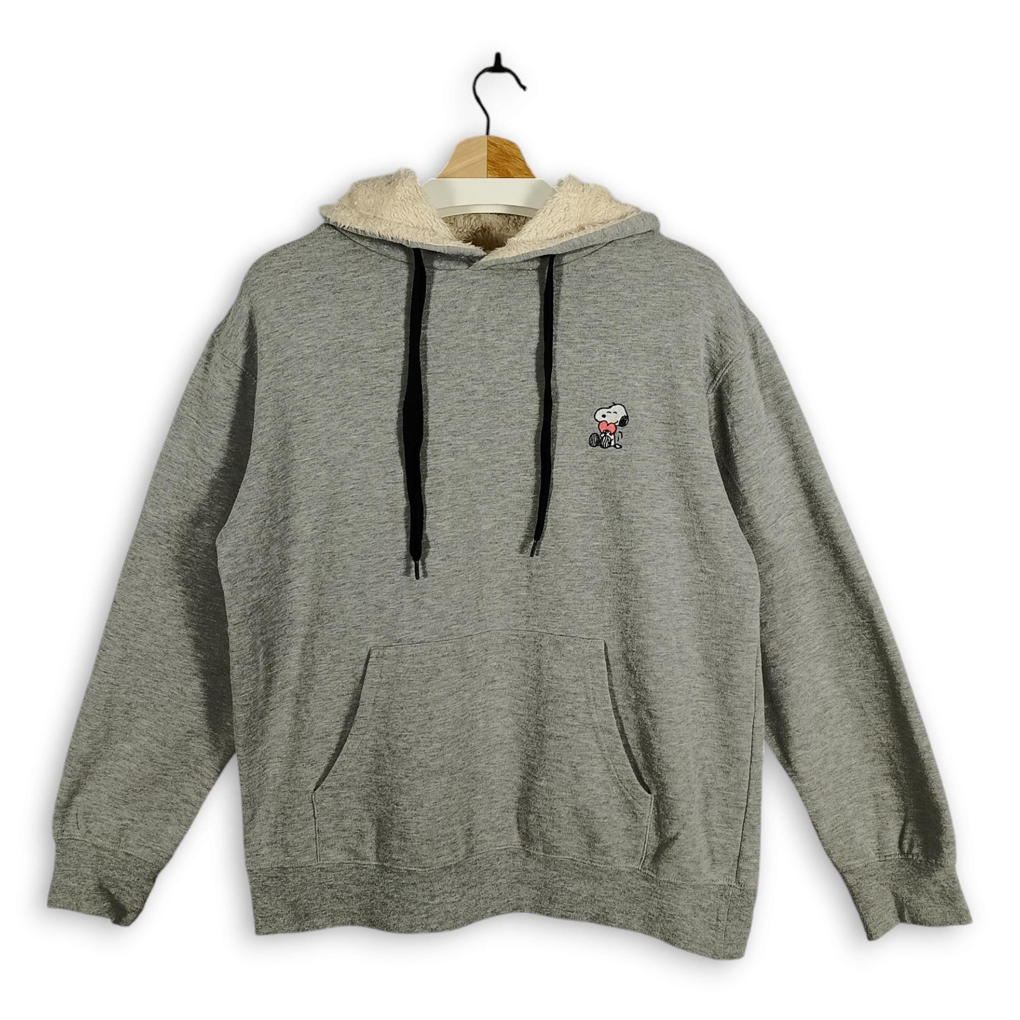 Sweat à capuche Snoopy Blanc, Coeur Rouge Design Amour et Bonheur
