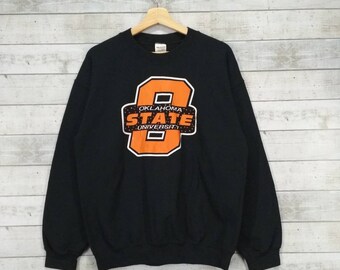 Vintage Oklahoma State University Pullover Sweatshirt Oklahoma University Streetwear Crewneck Black Size Medium