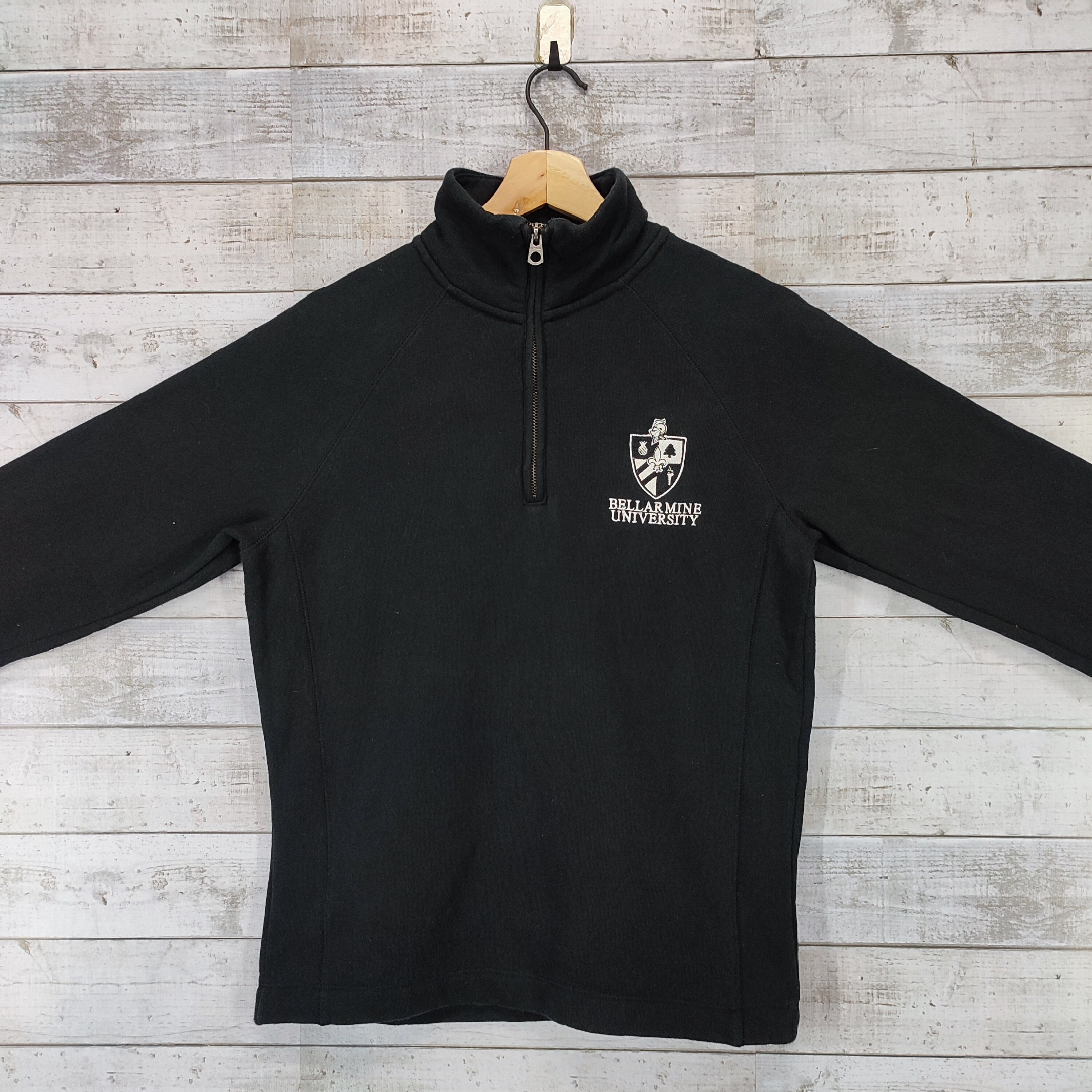 Bellarmine University Loose Sweatshirt Vintage Quarter Zip Embroidery Logo Sweater Black Jumper Womens Size S Etsy
