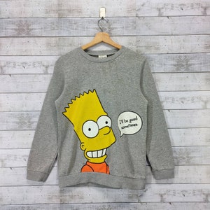 THE SIMPSONS BART Sweatshirt | Sweater Vintage Crewneck For Men&#39;s | Women&#39;s Pullover Grey Size S