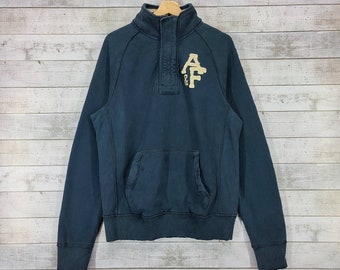 Abercrombie & Fitch Quater Zip Sweatshirt | Sweater Vintage For Men&#39;s | Women&#39;s Pullover Navy Blue Size L