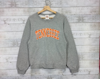 Tennessee Pull Over Sweatshirt Tennessee Vintages Crewneck Tennessee Jumper Streetwear Spellout Logo Grey Size Small