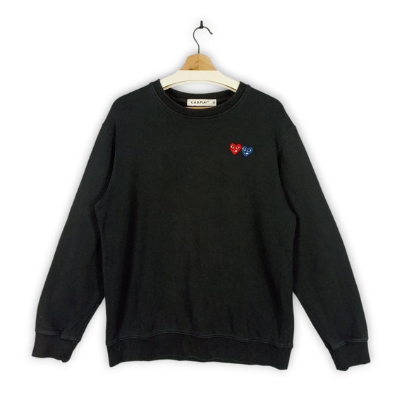 COMME des GARÇONS SHIRT ブラック Mトレーナー COMME Des GARCONS Play Sweatshirt | Black Crewneck With Heart Eyes