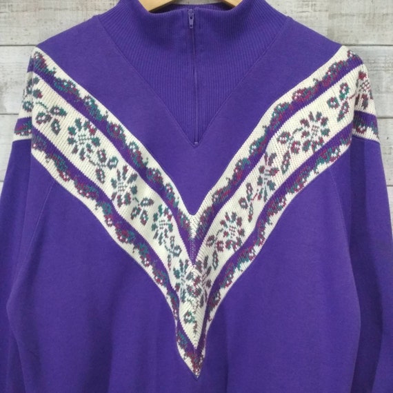 PEBBLE COURT Half Zip Vintage Sweatshirt Stripped Flower