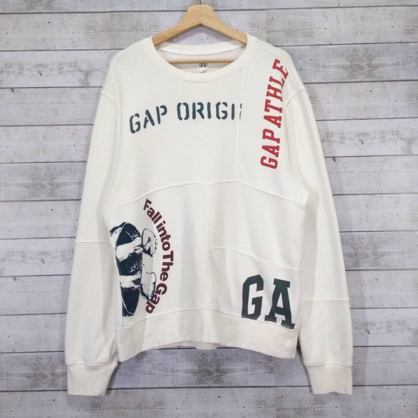 The GAP Pullover Sweatshirt The GAP Vintage Crewneck Streetwear Jumper White Size Large