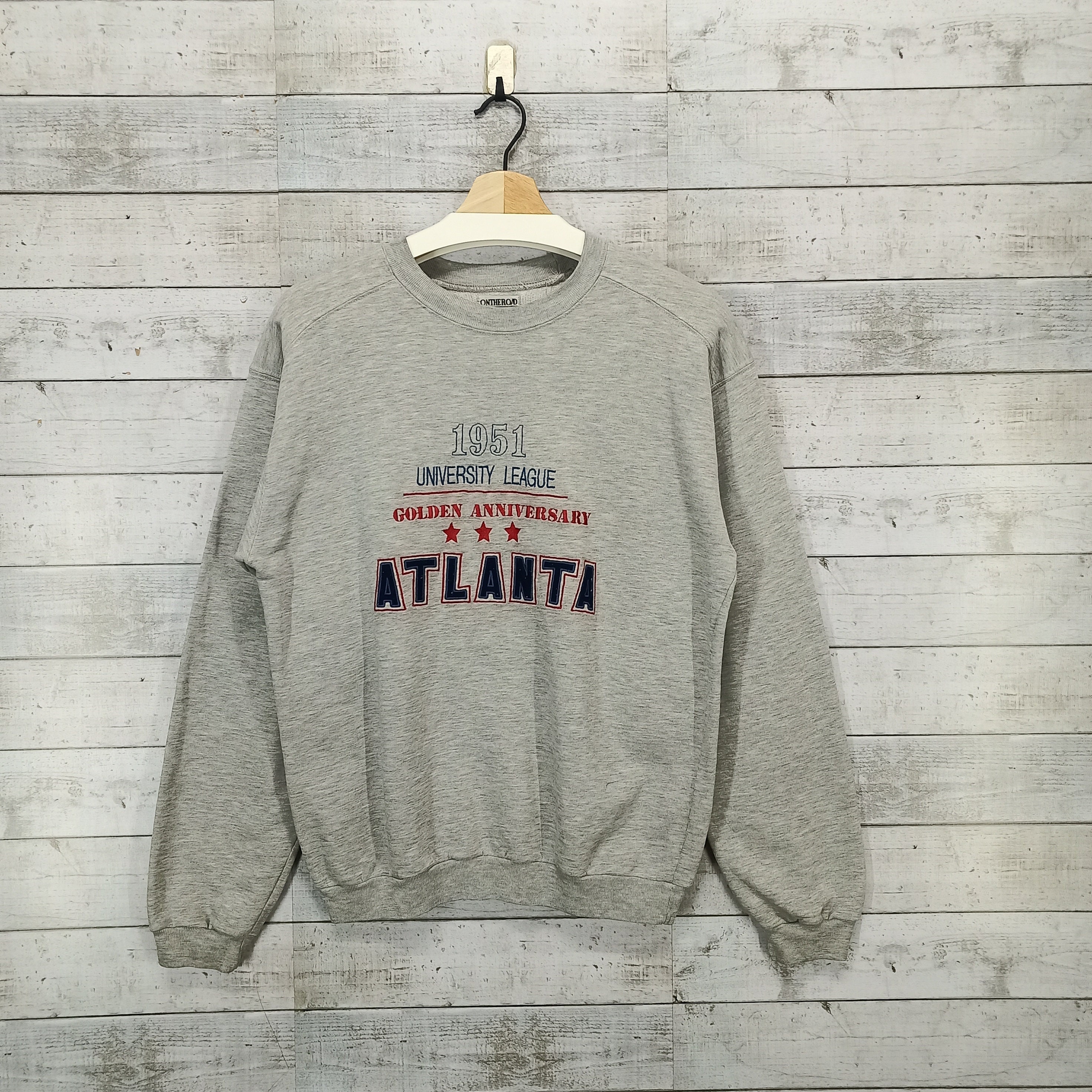 University League Atlanta Sweatshirt Vintage Crewneck Casual Sweater Grey Jumper Size M Etsy Canada