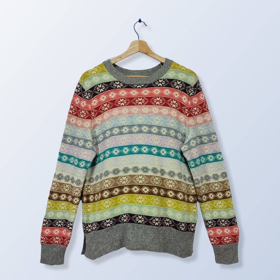 GAP Fair Isle Knitwear Sweatshirt, Vintage Rainbow Crewneck GAP Fair Isle Knitwear Sweatshirt, Vintage Rainbow Crewneck